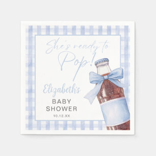 Klaar om Blauwe Strik Frisdrankfles Baby Shower Servet