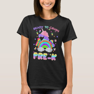 Klaar om de 4e klas eenhoorn regenboog terug naar t-shirt