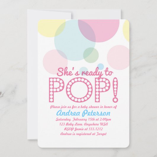 Klaar om de Uitnodiging van het Baby shower te Pop (Voorkant)