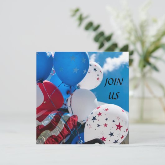 **KLAAR OM EEN *4 JULI-FEEST* TE VIEREN* UITNODIGI KAART (Staand voorkant)