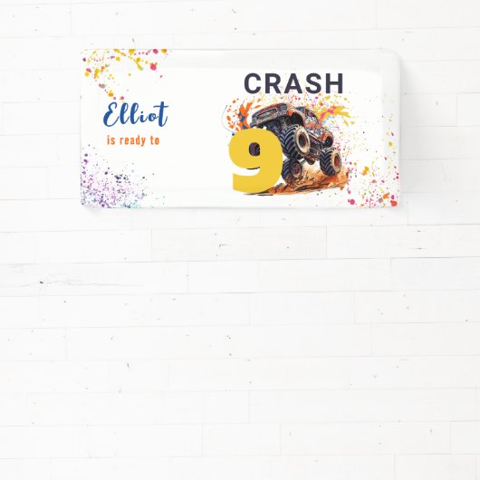 Klaar om een monstervrachtwagen te crashen spandoek (Insitu)