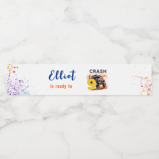 Klaar om een monstervrachtwagen te crashen waterfles etiket (Enkel label)