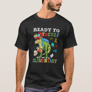 Klaar om elementaire dinosaurus Football terug aan T-shirt