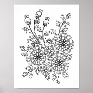 Klaar om Fancy Floral Kleurontwerp te kleuren Poster