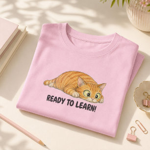 Klaar om grappige oranje kat meisjes school te ler t-shirt