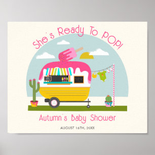 Klaar om Ice Pop Truck Girl Baby shower te Poppen Poster