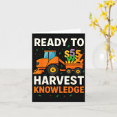 Klaar om kennis tractor boer leraar te oogsten kaart (Gele Bloem)