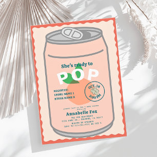 Klaar om Pop Soda Pop Can Pink Girl Baby shower Kaart