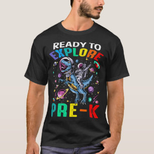 Klaar om pre-K Astronaut Dinosaur te onderzoeken T-shirt