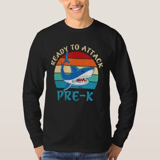 Klaar om Pre K Funny Pre K Shark aan te vallen T-shirt (Voorkant)