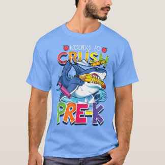 Klaar om PreK Haai terug naar school jongens meisj T-shirt