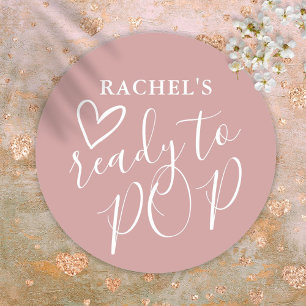 Klaar om Stof Roze Meisje Baby Shower te laten kna Ronde Sticker