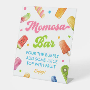 Klaar om te baren Baby Shower IJslolly Mimosa Bar Reclamebord Met Voetstuk
