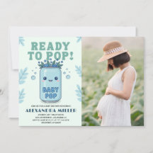 Klaar om te barsten Baby Shower Foto Blauwe Kawaii