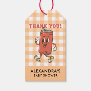 Klaar om te barsten Baby Shower Oranje Gingham Bed Cadeaulabel