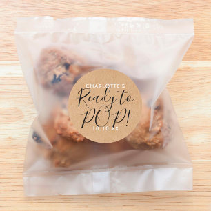 Klaar om te barsten Baby Shower Rustieke Kraft Chi Ronde Sticker