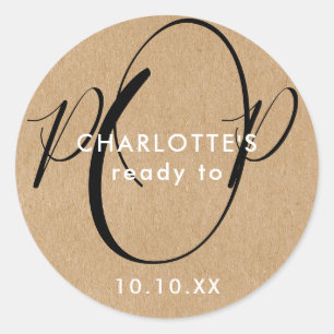 Klaar om te barsten Baby Shower Rustieke Kraft Chi Ronde Sticker