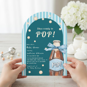 Klaar om te barsten blauwe strepen baby shower uit kaart