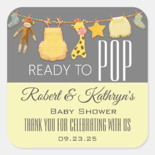 "Klaar om te barsten" gepersonaliseerde babyshower Vierkante Sticker