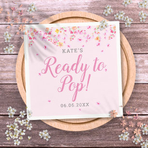 Klaar om te barsten Meisje Baby Shower Roze Bloese Servet