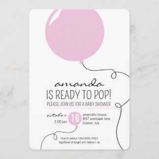 Klaar om te barsten Roze ballon Meisje Baby Shower Kaart