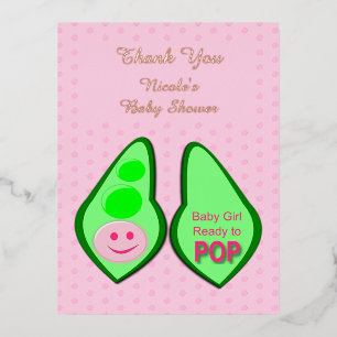 Klaar om te barsten Roze Erwt Meisje Baby Shower Folie Feestdagen Briefkaart