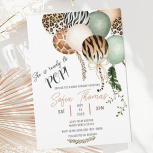 Klaar om te barsten Safari dier baby shower uitnod Kaart