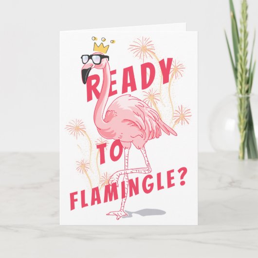 Klaar om te flamingeren? Grappige Flamingo Verjaar (Voorkant)
