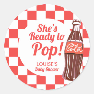 Klaar om te knallen frisdrank cola baby shower fav ronde sticker
