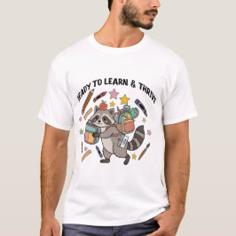 Klaar om te leren en te gedijen Schattig wasbeertj T-shirt