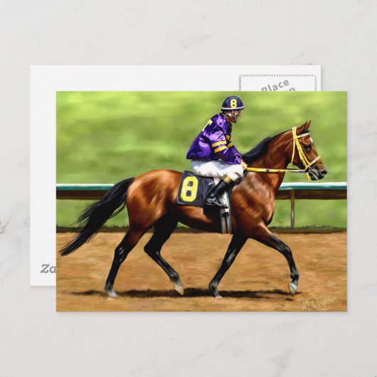 Klaar om te lopen - Race Paard Schilderij Briefkaart (Voorkant / Achterkant)