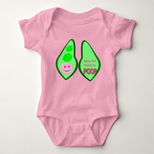 Klaar om te poepen Baby Meisje Roze Erwt Baby Body Romper (Voorkant)