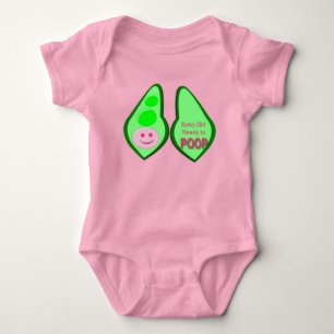 Klaar om te poepen Roze Erwt Baby Meisje Bodysuit