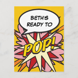 Klaar om te POP Baby Shower Fun Retro Strip Pop Uitnodiging Briefkaart
