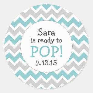 Klaar om te Poppen Baby shower Favor / blauwgroen Ronde Sticker