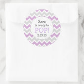 Klaar om te Poppen Baby shower Gunst / lavendel ch Ronde Sticker (Tas)