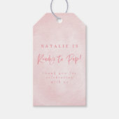 Klaar om te poppen! baby shower uitnodigen dank u  cadeaulabel (Voorkant)