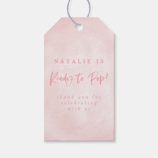 Klaar om te poppen! baby shower uitnodigen dank u  cadeaulabel (Voorkant)