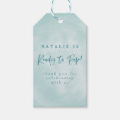 Klaar om te poppen! baby shower uitnodigen dank u  cadeaulabel (Voorkant)