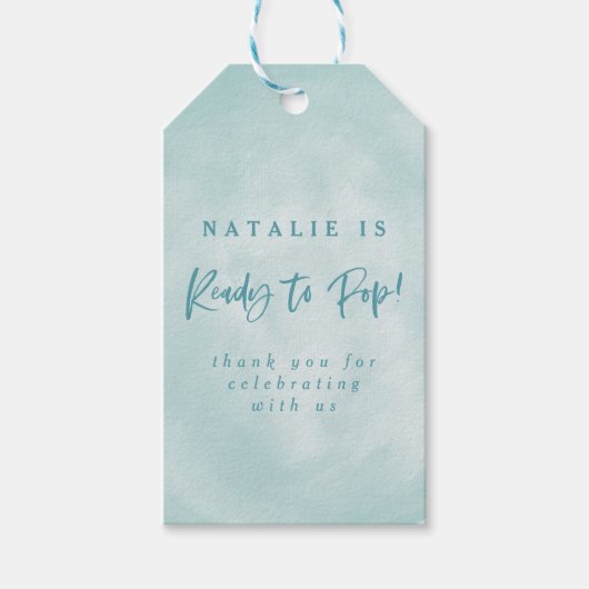 Klaar om te poppen! baby shower uitnodigen dank u  cadeaulabel (Voorkant)