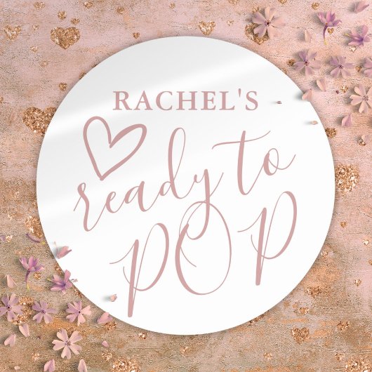 Klaar om te Poppen Dusty Roos Meisje Baby shower Ronde Sticker