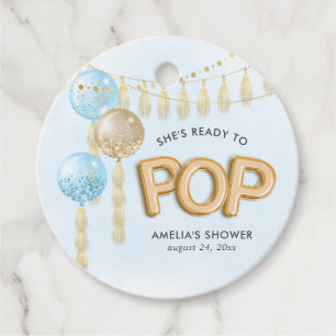 "Klaar om te Poppen" Floral Baby shower Ballonnen Bedankjes Labels