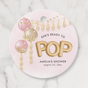 "Klaar om te Poppen" Floral Baby shower Ballonnen Bedankjes Labels
