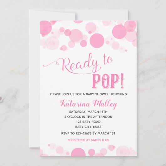 Klaar om te Poppen! Girl Baby shower Invitation Kaart (Voorkant)