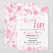 Klaar om te Poppen! Girl Baby shower Invitation Kaart (Voorkant / Achterkant)