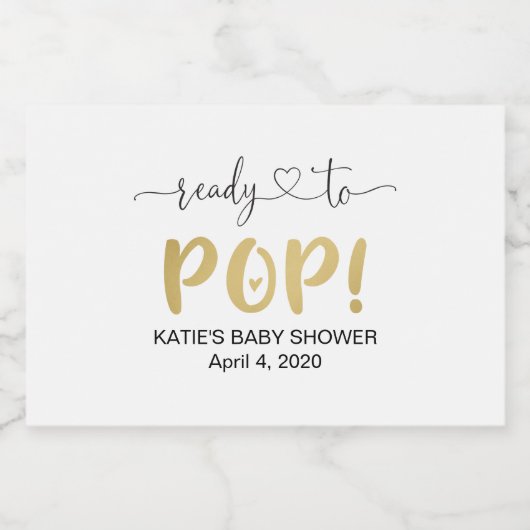 Klaar om te Poppen Gouden Mini Mousserende Wijnfle Sparkling Wijnetiket (Enkel label)