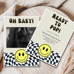 Klaar om te Poppen Retro Foto Oh Baby shower Uitno Kaart