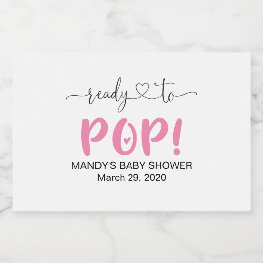 Klaar om te Poppen Roze Mini Mousserende Wijnflesj Sparkling Wijnetiket (Enkel label)