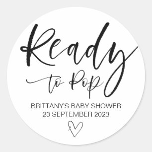 Klaar om te Poppen Schattige Baby shower gunst Sch Ronde Sticker