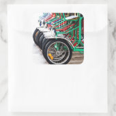 Klaar om te rijden vierkante sticker (Tas)